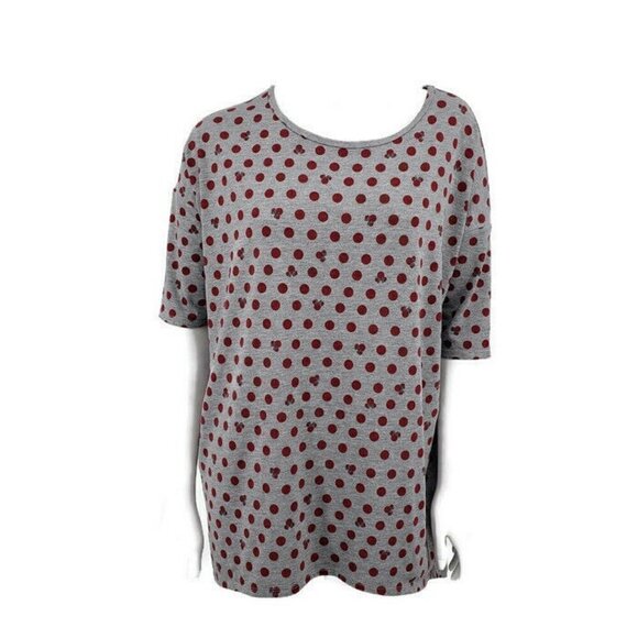 LuLaRoe Irma Tunic Top Womens Small Minnie Mouse Grey Red Polka Dots - Picture 1 of 7